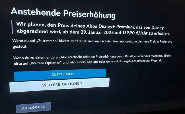 Disney+ erzwingt höhere Preise beziehungsweise die Kündigung.