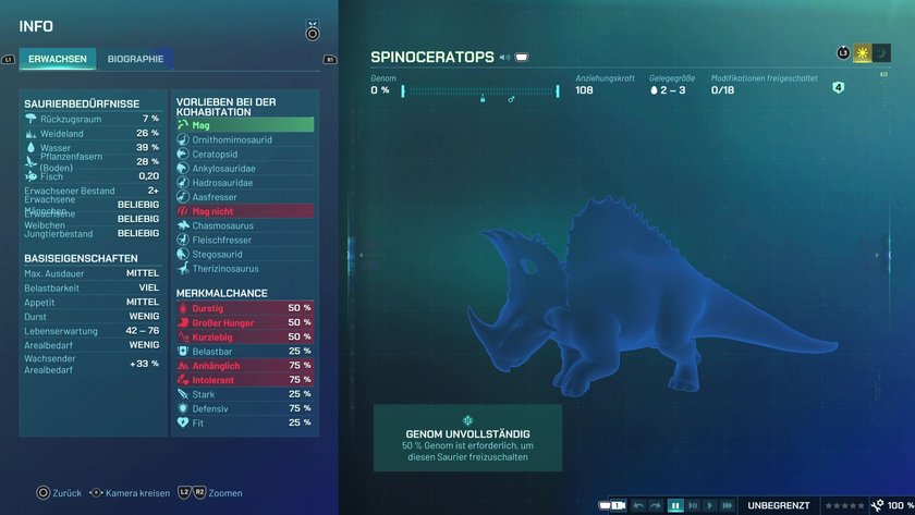 Infos zum Spinoceratops Fisch- und Pflanzenfresser-Dino in Jurassic World Evolution 3