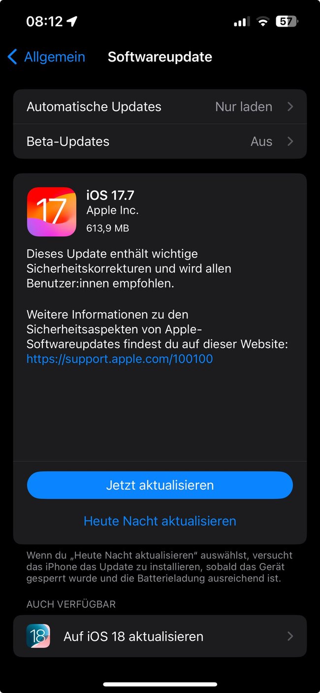 iOS 17.7 und iOS 18 stehen bereit.