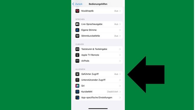 Der geführte Zugriff in den Einstellungen des iPhones unter iOS 18.