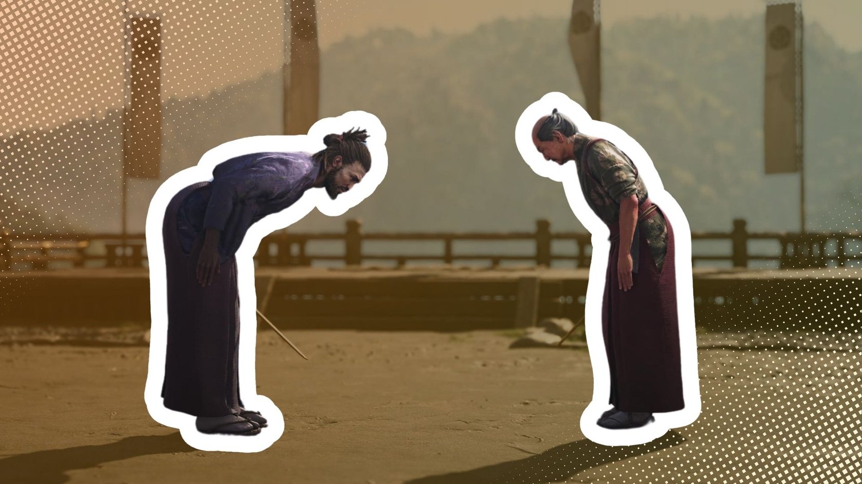 Das Bild zeigt Yasuke und seinen Lehrmeister, wie sie sich voreinander verbeugen.
