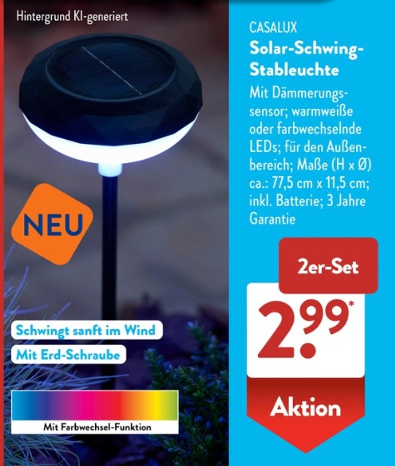 2 für nur 2,99 Euro: Aldi Süd hat bald praktische Lampen für euren Garten im Angebot