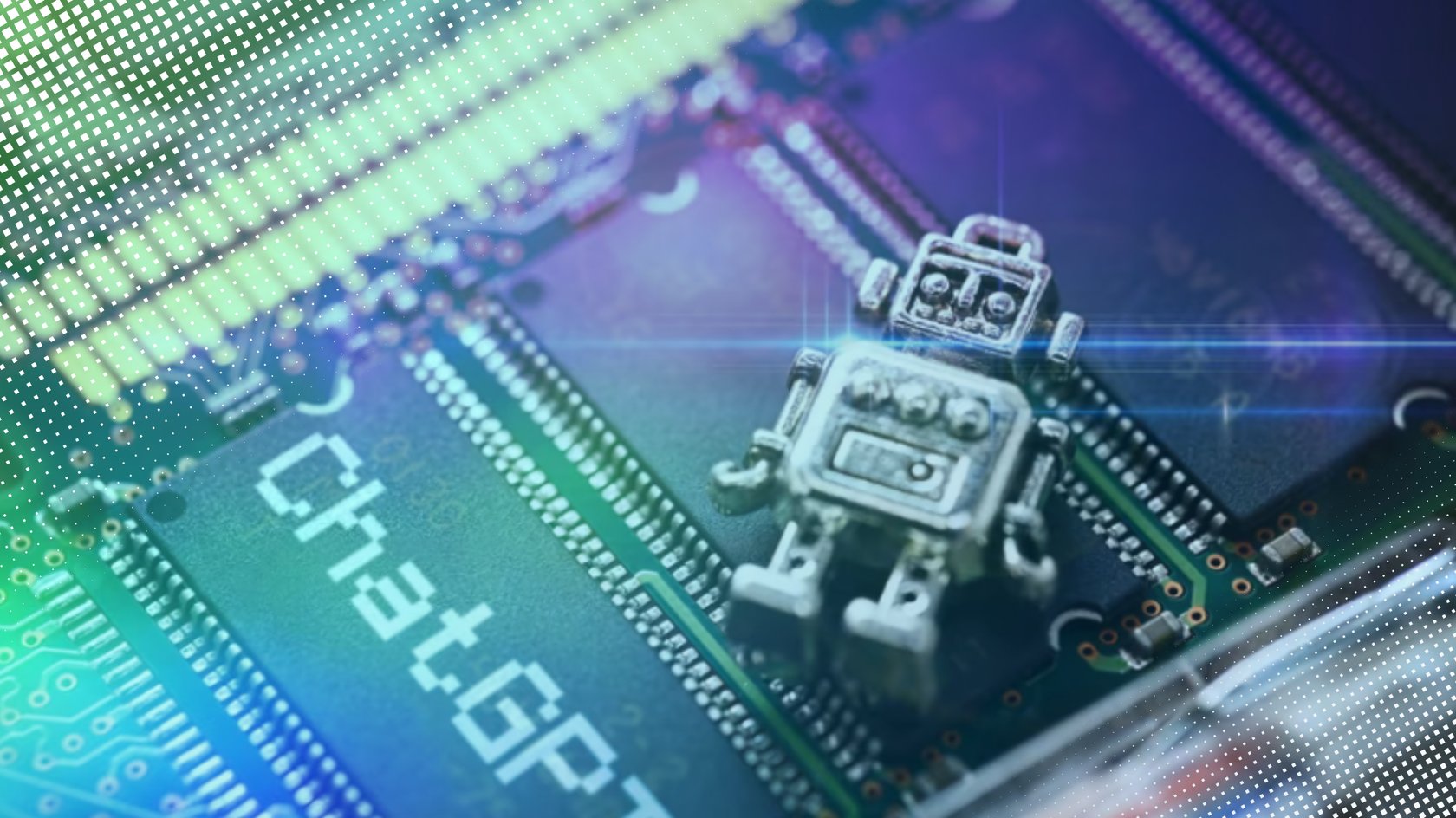 KI-Figur auf einer Hardware mit der Aufschrift ChatGPT
