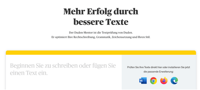 Das Textfeld von Duden.de.