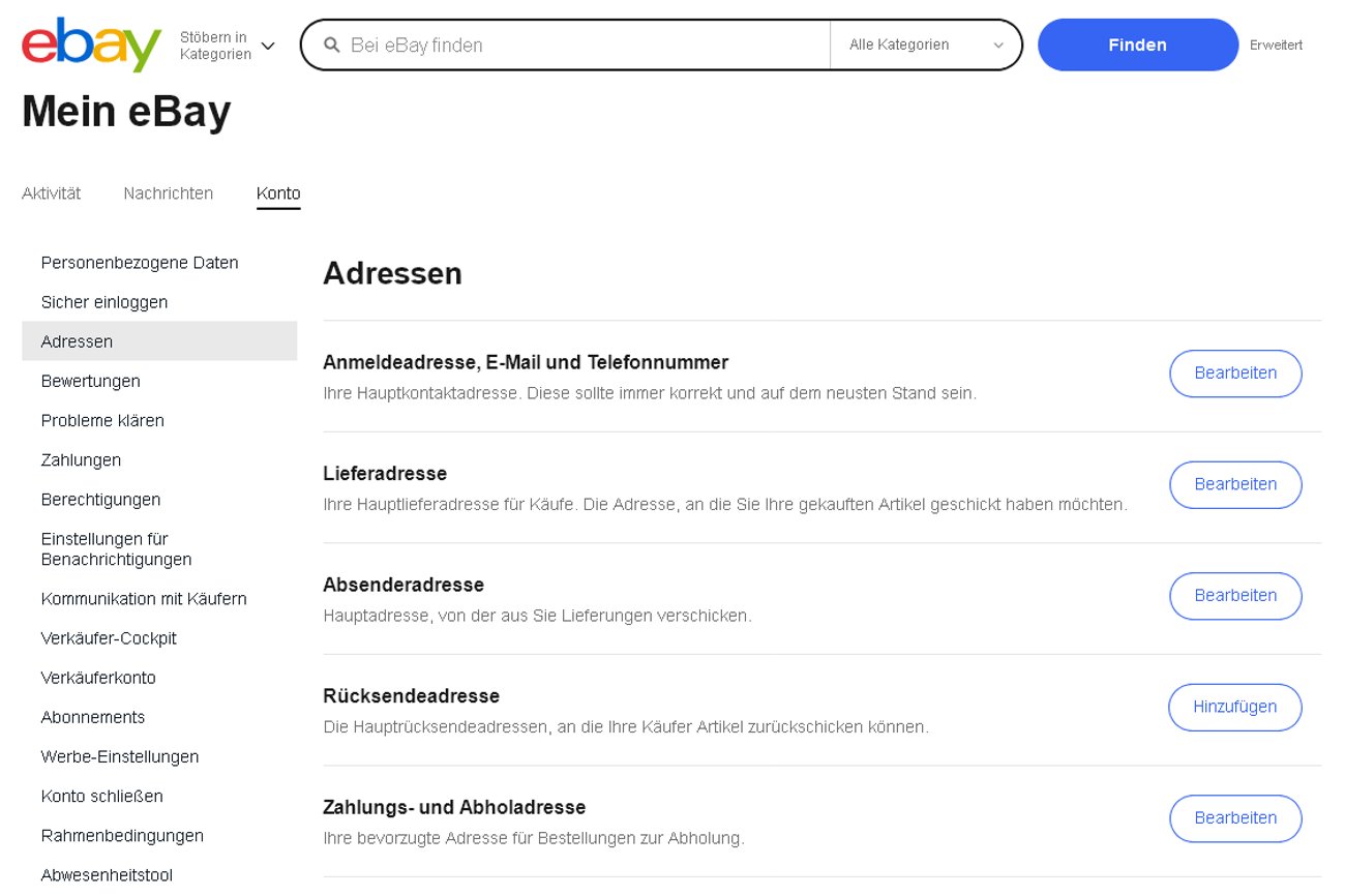 Wunderbar Ebay Adresse Ndern Ebenbild