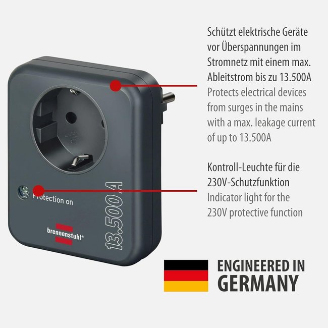 Der Brennenstuhl Steckdosenadapter mit Überspannungsschutz bei Amazon.