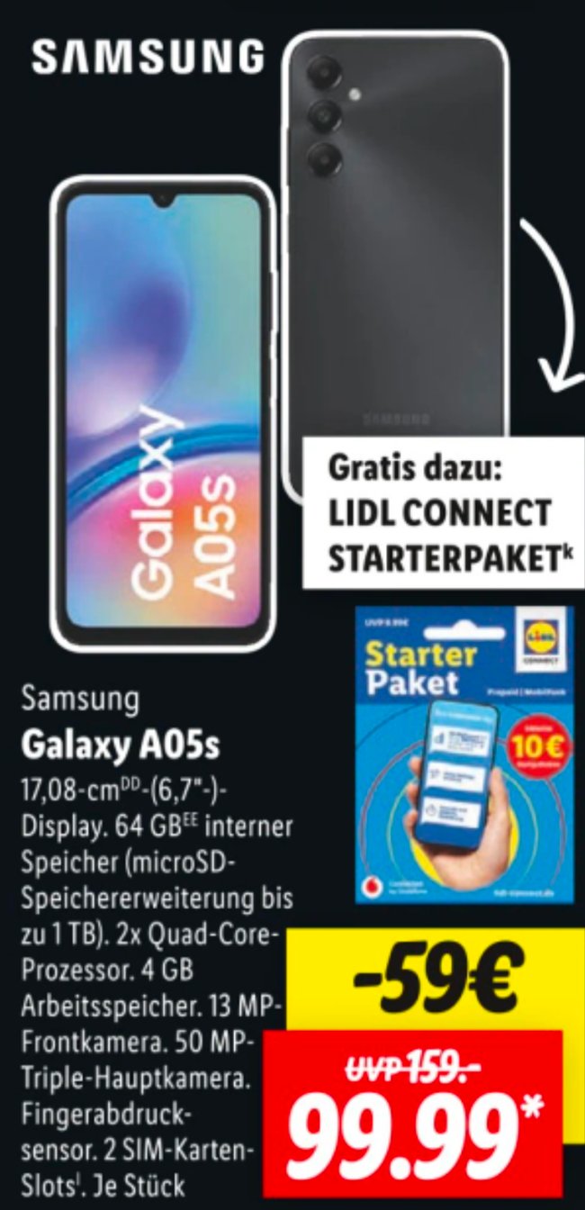 Samsung Galaxy A05s Lidl-Prospekt