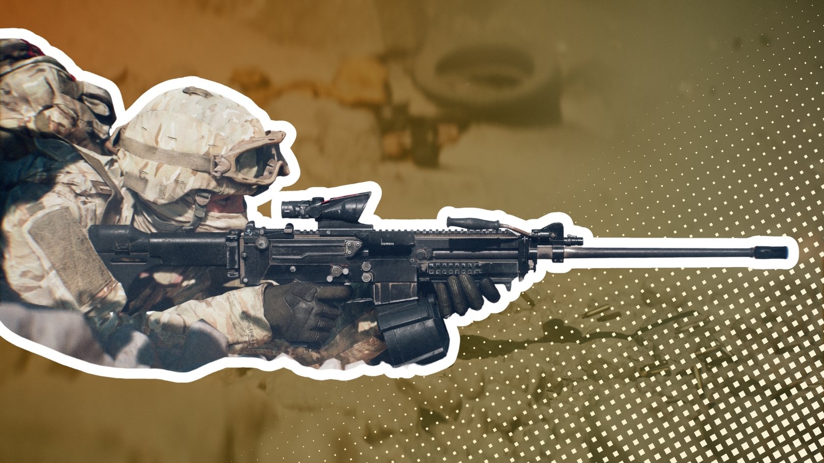 Das Bild zeigt einen liegenden Soldaten aus Battlefield 6.