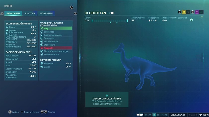 Infos zum Olorotitan Pflanzenfresser-Dino in Jurassic World Evolution 3