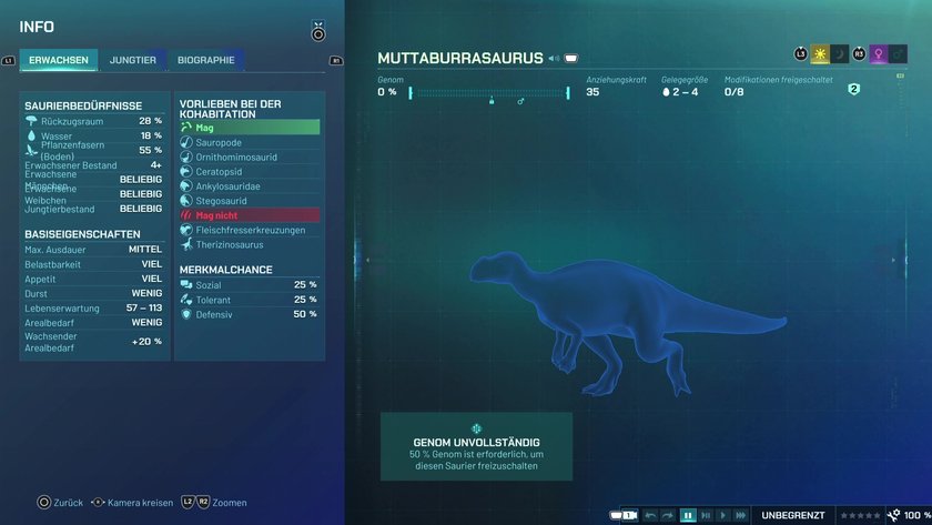 Infos zum Muttaburrasaurus Pflanzenfresser-Dino in Jurassic World Evolution 3