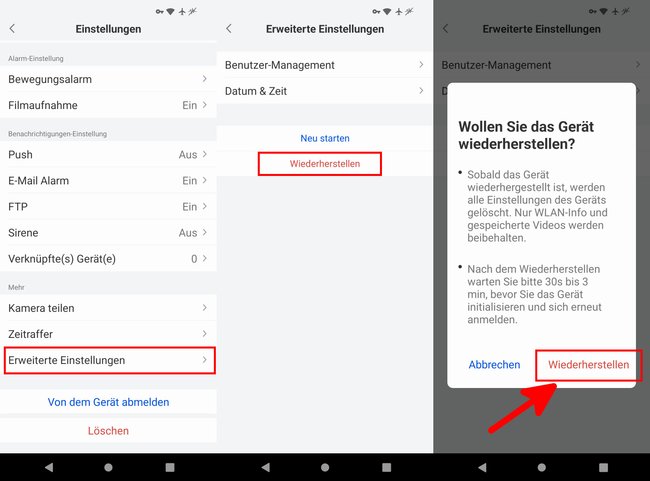 App: So setzt ihr die Kamera auf Werkseinstellungen zurück.