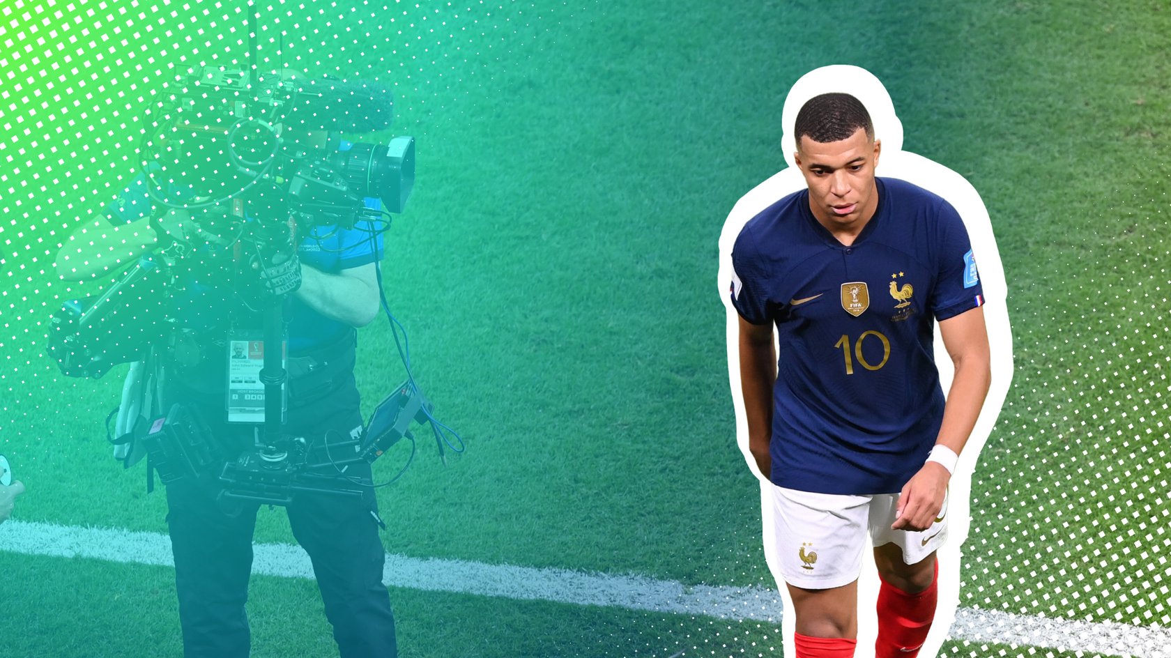 Kylian Mbappé vom aktuellen Weltmeister Frankreich auf dem Platz der WM 2022