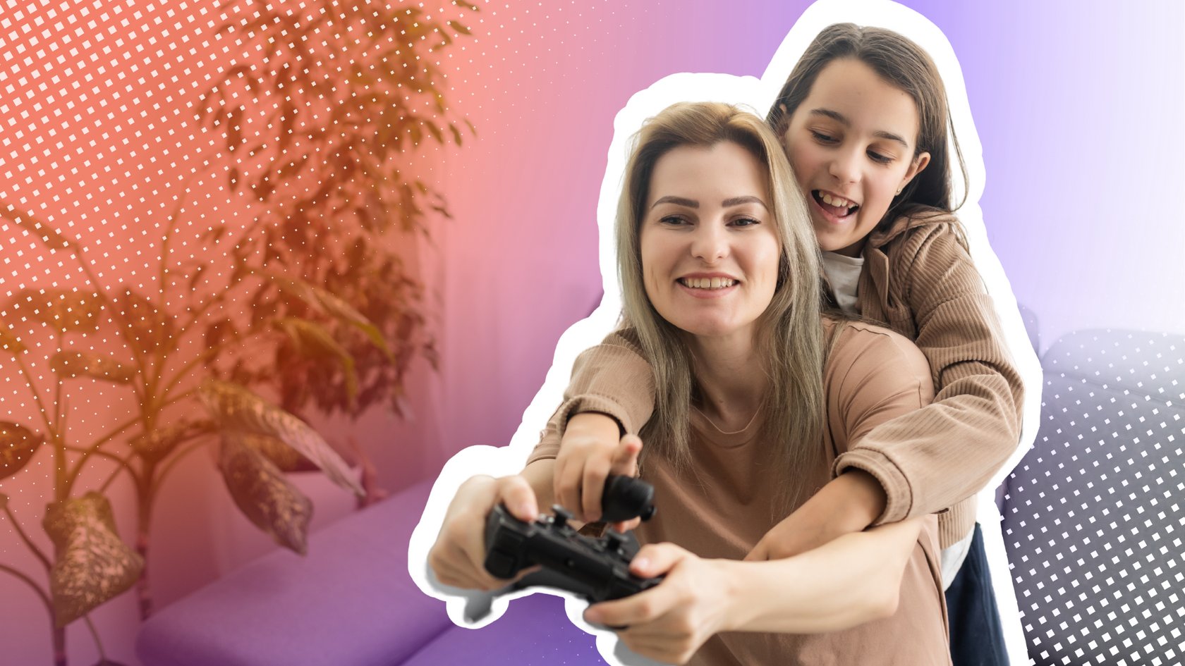 Mutter und Tochter ringen um Controller.