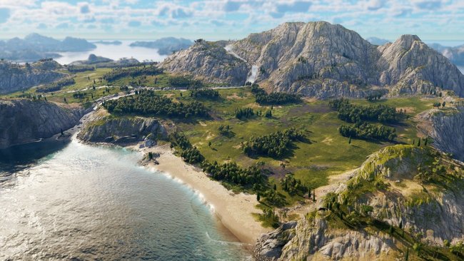 Screenshot aus Anno 117, der eine Insel in der italienischen Provinz zeigt.