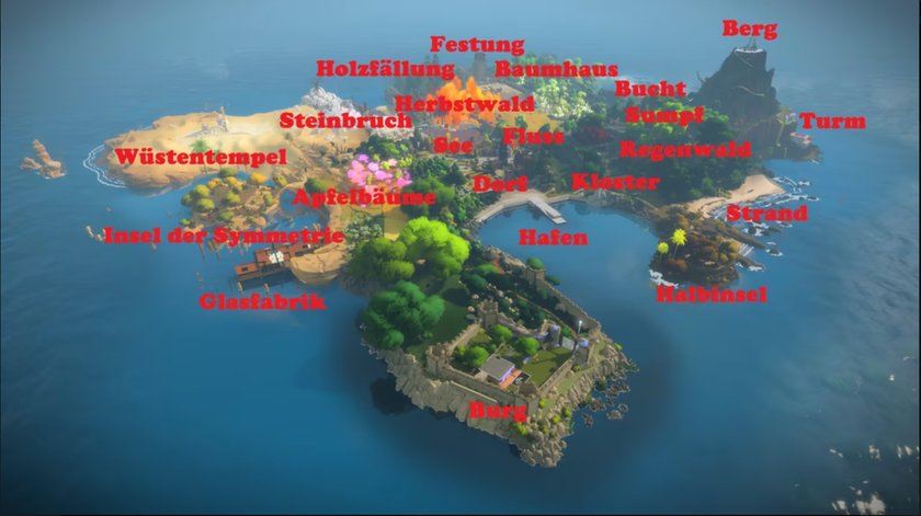 Hier die Landkarte zum Game The Witness. 