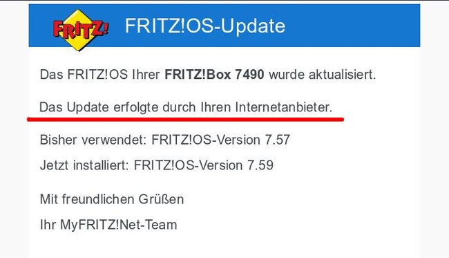 Da wurde einfach mal ein Update durch den Internet-Anbieter gemacht. 