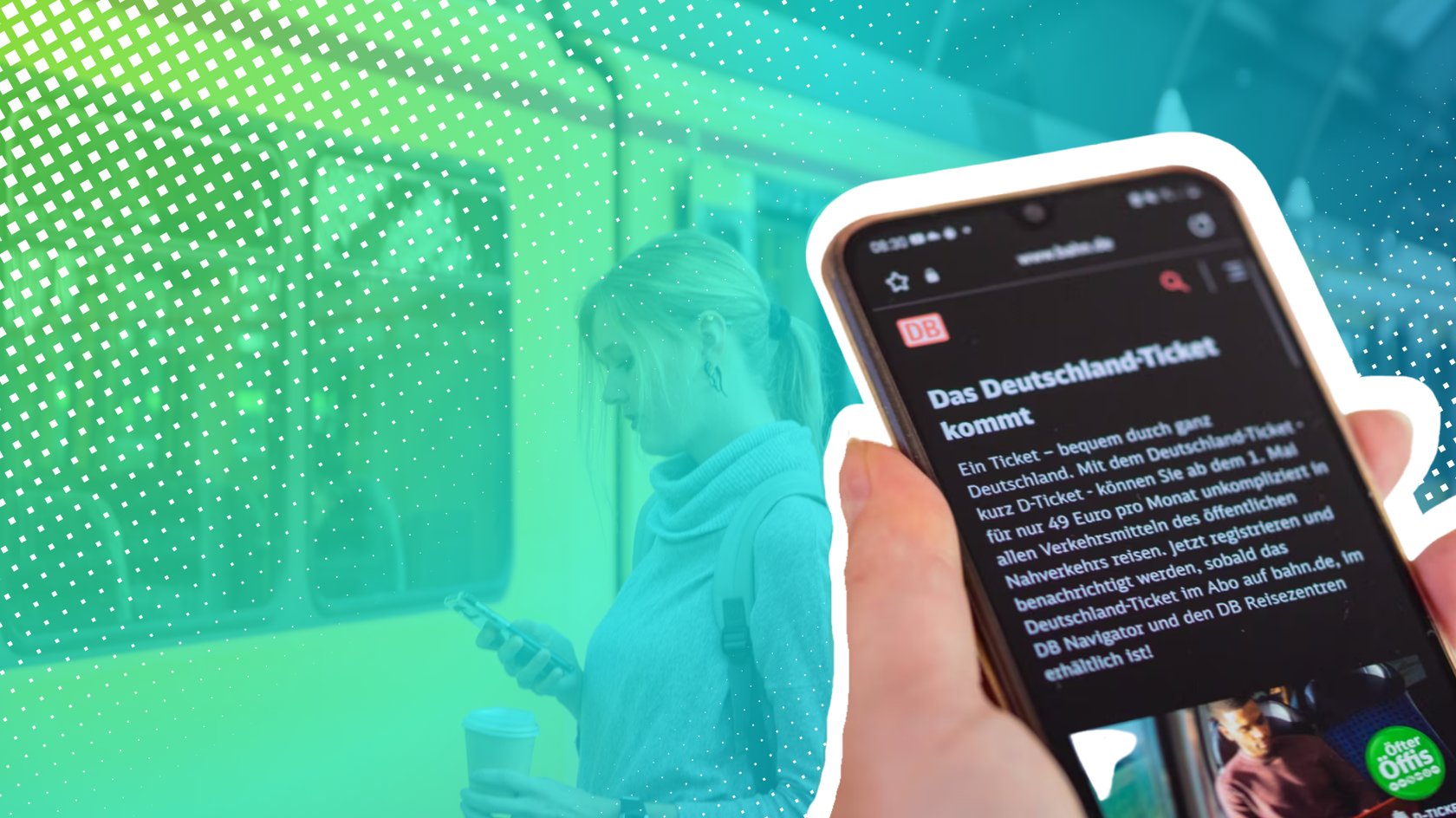 DB-App auf dem Smartphone mit Informationen zu dem Deutschlandticket.