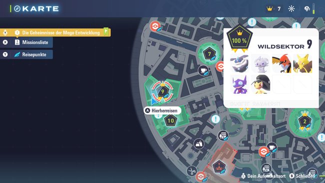 Standort von Wildsektor 9 mit allen Pokémon, die ihr hier fangen könnt.