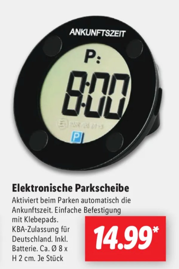 Lidl Prospekt elektronische Parkscheibe