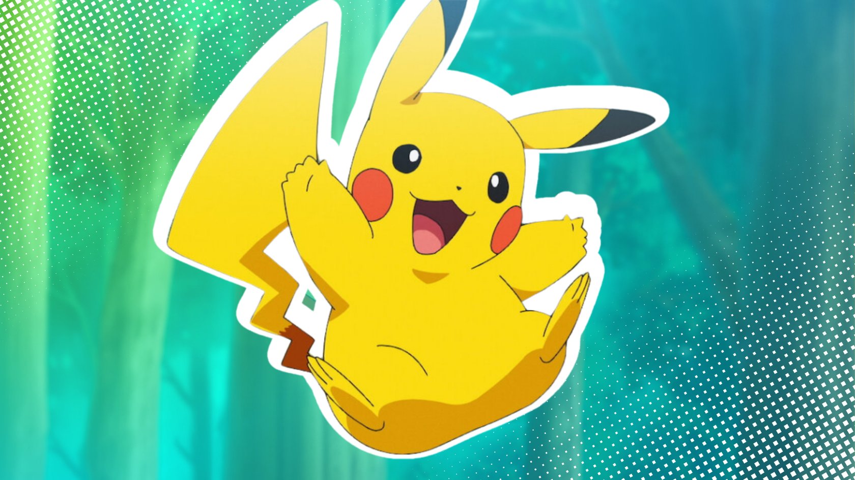 Ein fröhlich springendes Pikachu
