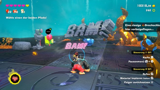 Demonstration des Koop-Modus in Donkey Kong Bananza.