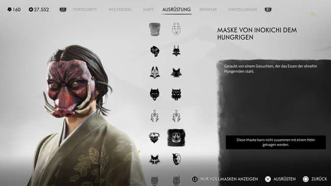 Maske von Inokichi dem Hungrigen