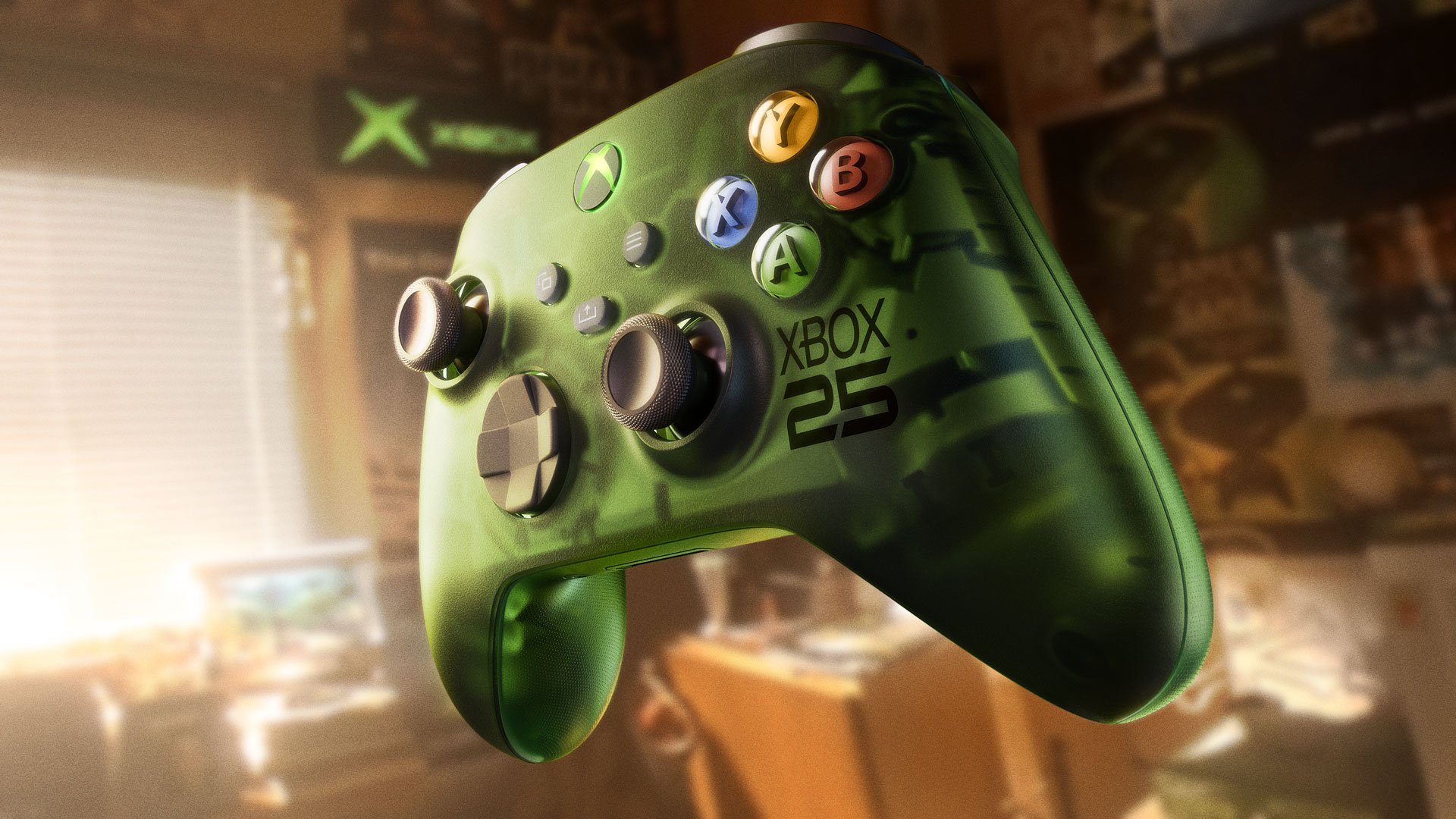 Xbox controller in transparent green.