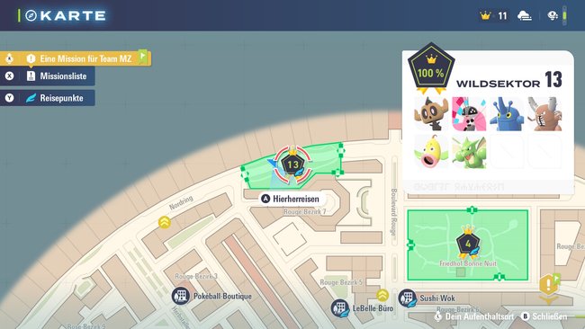 Standort von Wildsektor 13 und alle Pokémon, die hier zu finden sind.