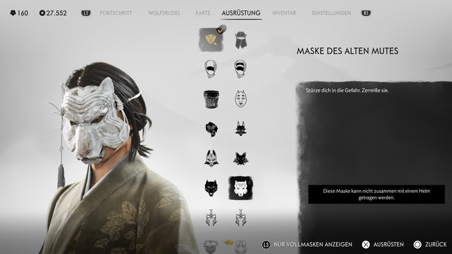 Maske des alten Mutes