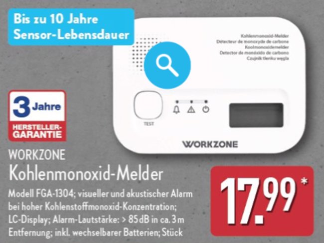 WORKZONE Kohlenmonoxid-Melder