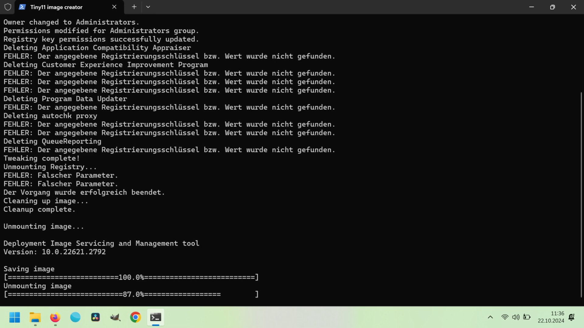 Tiny11: Script in der PowerShell