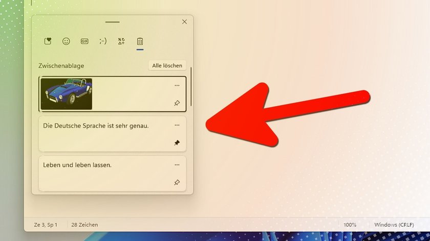 In Windows 11 kann mehrere Elemente in der Zwischenablage speichern.