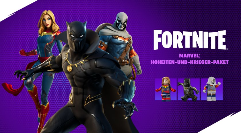 Ein Screenshot aus dem Epic Games Store, in dem ein Fortnite-Paket mit Marvel-Helden zu sehen ist.