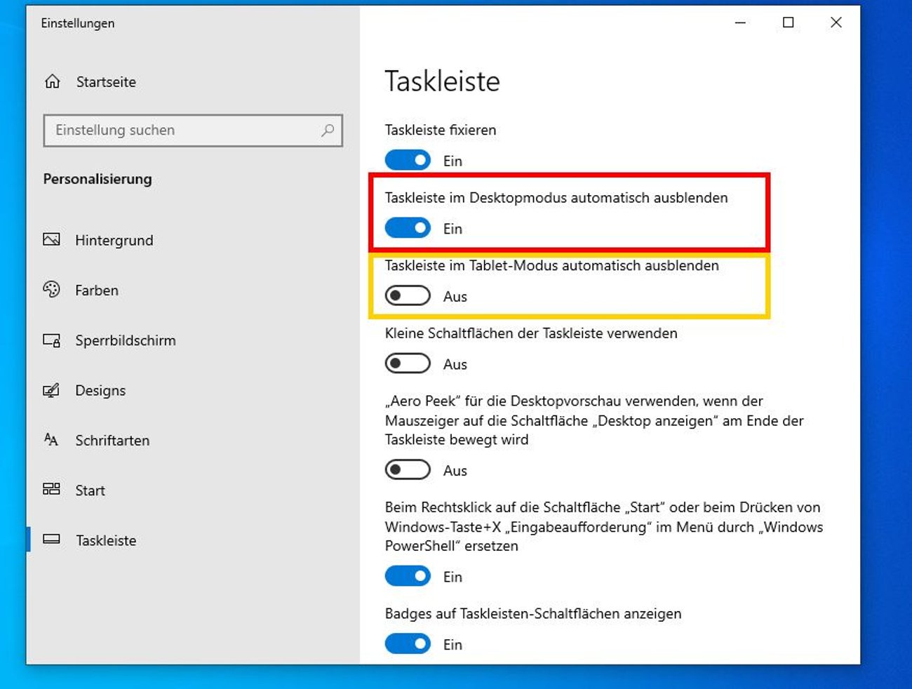 Taskleiste ausblenden in Windows 10 und 11