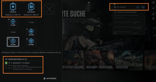 Das Bild zeigt das XP-Menü aus Battlefield 6.