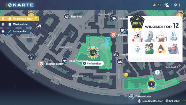 Standort von Wildsektor 12 und welche Pokémon sich hier tummeln.