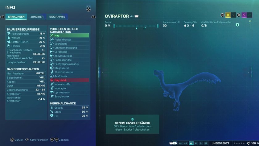 Infos zum Oviraptor Pflanzen- und Fleischfresser-Dino in Jurassic World Evolution 3
