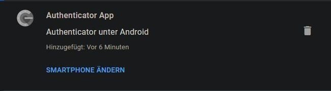 Menüpunkt Authenticator App in den Google-Konto Einstellungen
