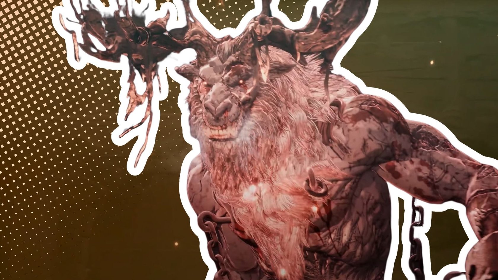 Das Bild zeigt einen Boss aus The First Berserker: Khazan. Er ist weiß umrandet und hervorgehoben.