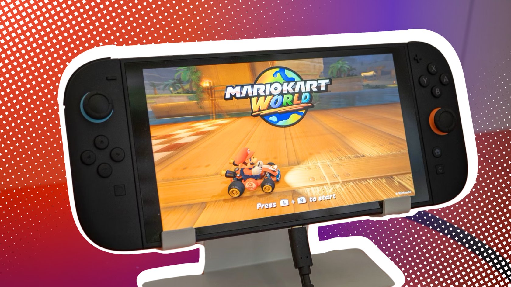 Nintendo Switch 2 auf der Mario Kart Worlds läuft