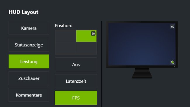 HUD Layout in GeForce Experience
