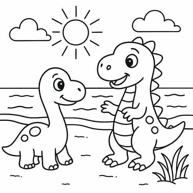 ChatGPT Ausmalbild mit Dinos