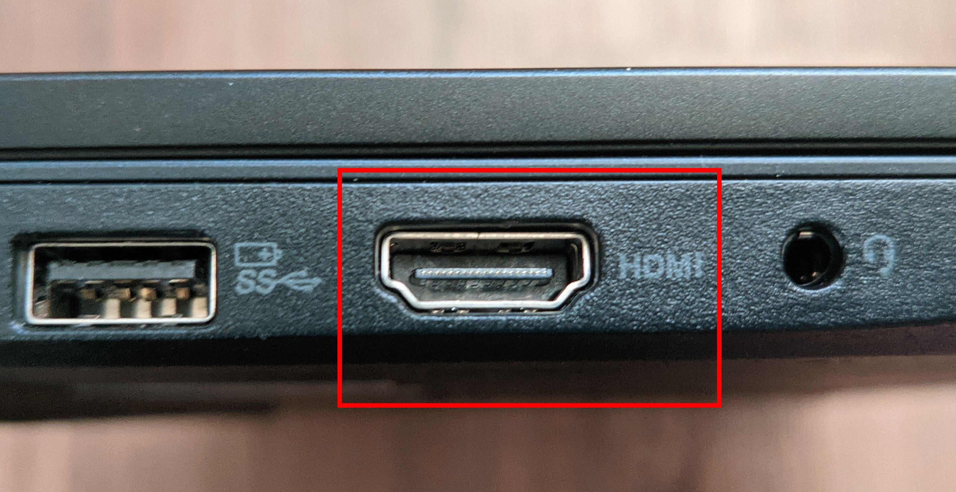 HDMI-Anschluss am Laptop.