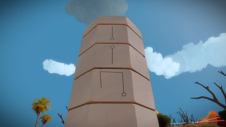 Wir beginnen mit diesen Rätseln des Obelisken. Begebt euch dafür auf die südliche Seite der Insel der Symmetrie.