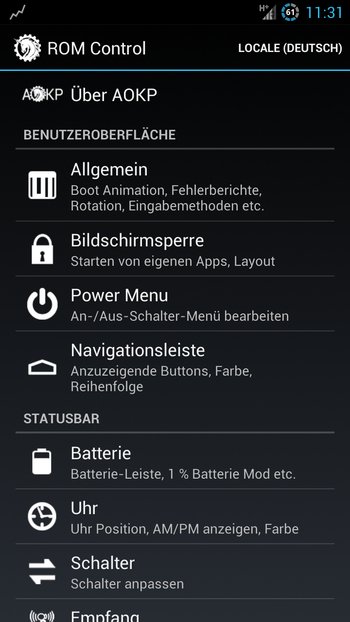AOKP Jelly Bean Galaxy S3 Einstellungen