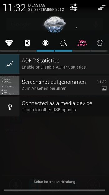 AOKP Jelly Bean Galaxy S3 Benachrichtigungsleiste