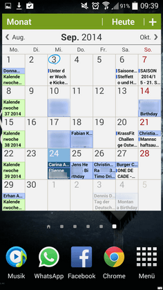 Der Android-Kalender ist nun gefüllt mit Terminen.