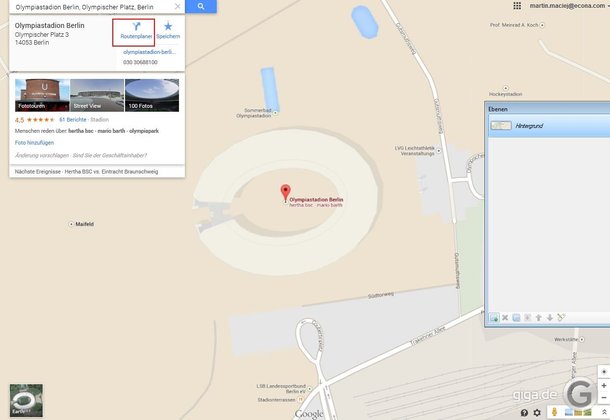 Klickt nun auf "Routenplaner"