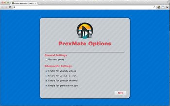 ProxMate fuer Chrome Optionen