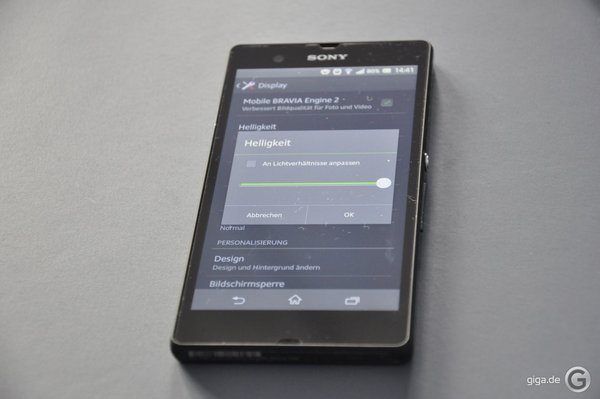 Sony Xperia Z - Nicht an Lichtverhältnisse angepasst